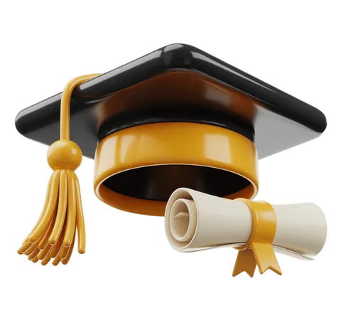 3d graduation cap and diploma illustration for academic achievement celebration designs PNG