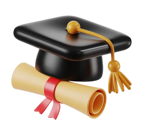 3d graduation cap and diploma illustration for academic achievement awards and education events PNG