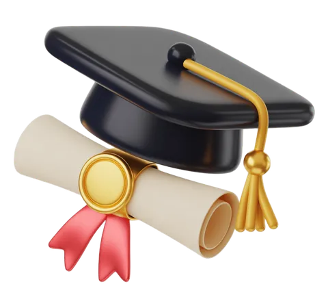 3d graduation cap and diploma illustration for academic achievement awards and educational events PNG