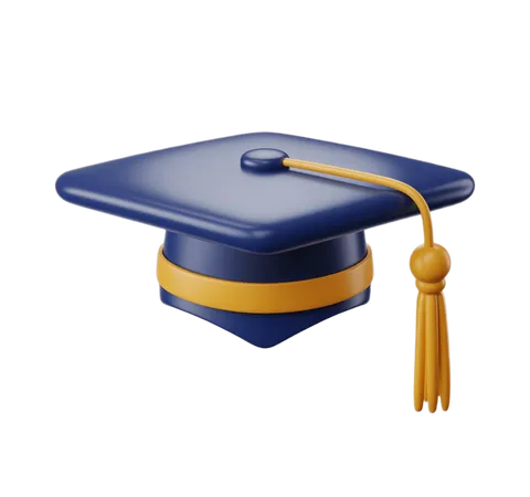 3d graduation cap icon with yellow tassel for academic celebration and diploma events PNG