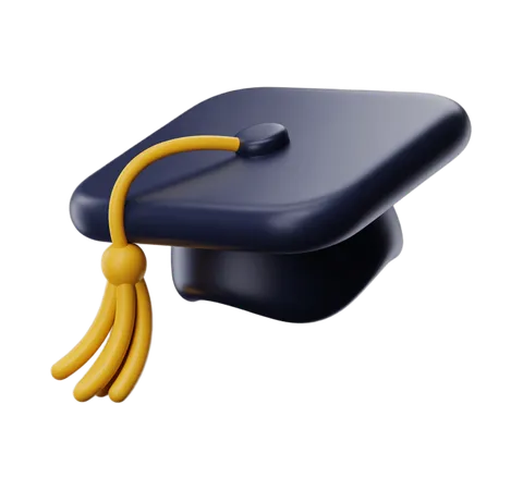 3d graduation cap icon with yellow tassel for academic celebration and diploma events PNG