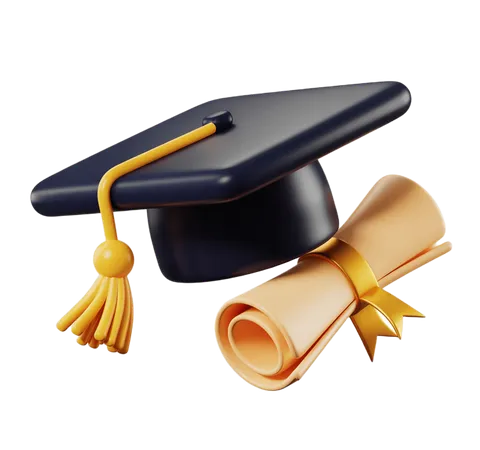 3d graduation cap with diploma scroll isolated clipart for academic celebration designs PNG