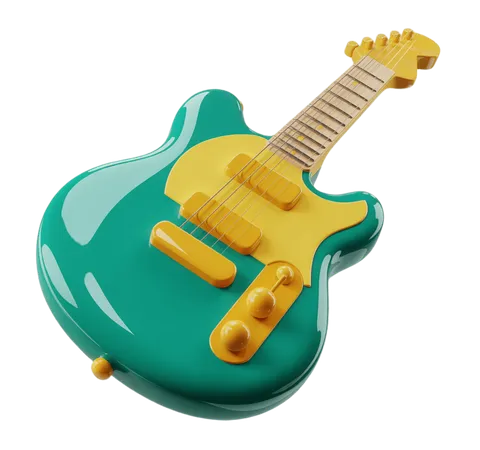 3d guitar icon isolated on transparent background for music app branding and website design PNG