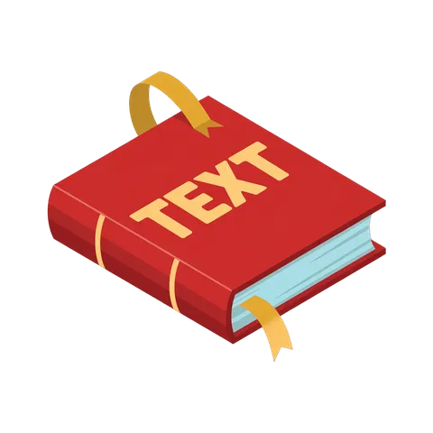 3d isometric illustration of a red book with text label for educational and editorial design projects PNG