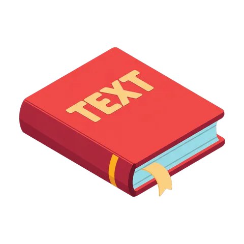 3d isometric illustration of a red book with text label for educational and editorial design projects PNG