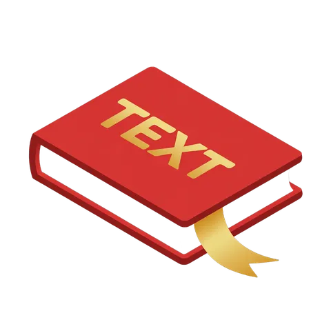 3d isometric illustration of a red book with text label for educational and presentation materials PNG