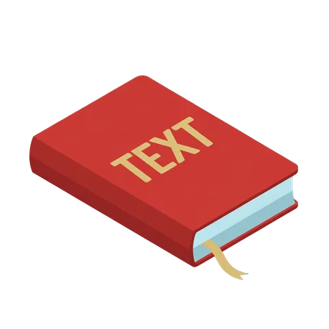 3d isometric illustration of a red book with text label for educational and presentation materials PNG