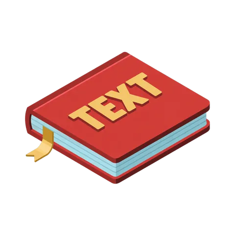 3d isometric illustration of a red book with text label for educational and digital content design PNG
