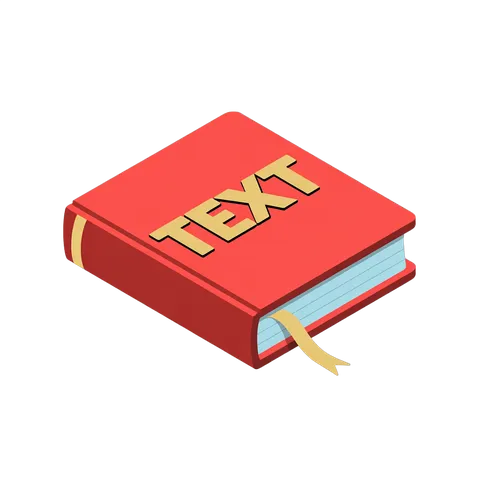 3d isometric illustration of a red book with text label for educational and editorial design projects PNG