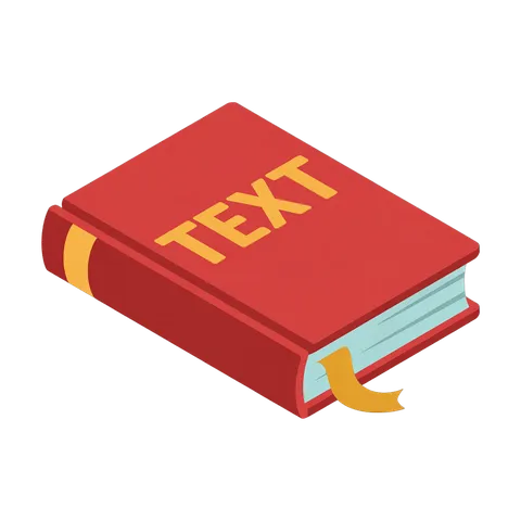 3d isometric illustration of a red book with text label for educational and editorial content design PNG