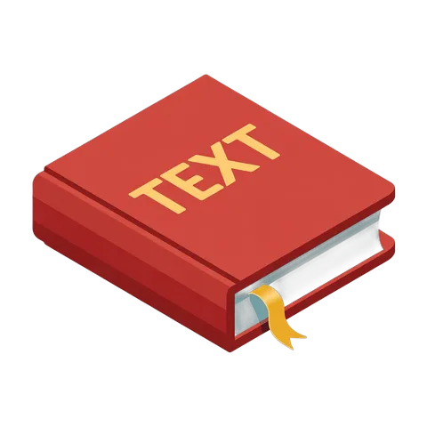 3d isometric illustration of a red book with text label for educational and presentation materials PNG
