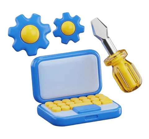 3d pill organizer with screwdriver and gears isolated clipart for medical and tech design projects PNG