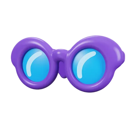 3d purple cartoon sunglasses with blue lenses isolated clipart for social media graphics PNG