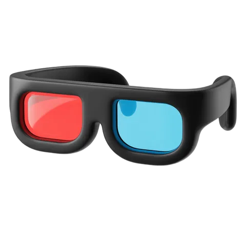 3d red cyan anaglyph glasses for movie theater home viewing and virtual reality experiences PNG
