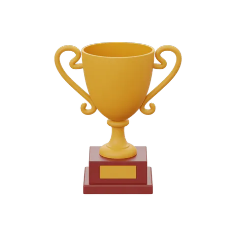 3d trophy cup award icon on transparent background for achievement success celebration PNG