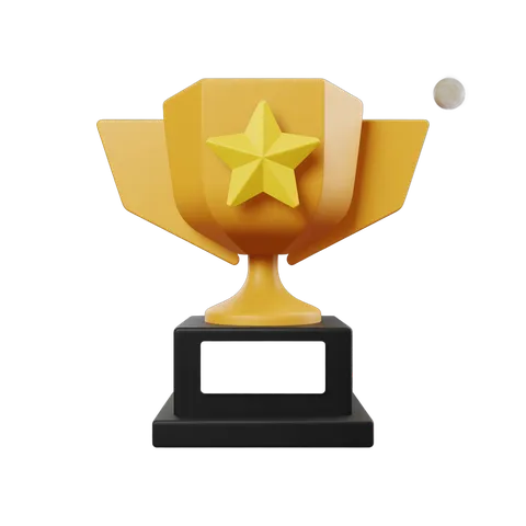3d trophy with star award icon for achievement success celebration presentation clipart PNG