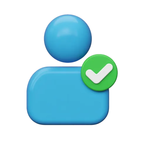 Approved user avatar icon with green checkmark for membership confirmation and verification PNG