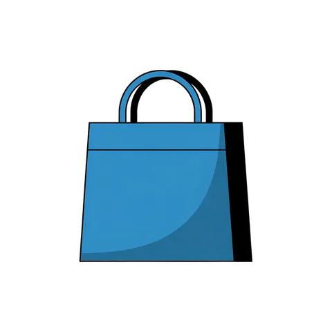 Blue shopping tote bag clipart graphic element for online store ecommerce website icons PNG