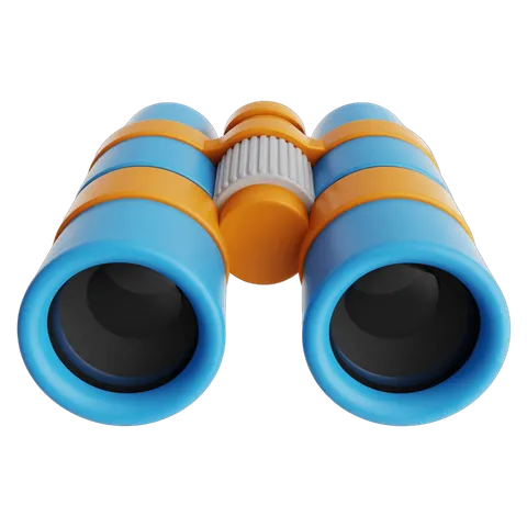 Bright 3d cartoon binoculars graphic for travel adventure and outdoor activity illustrations PNG
