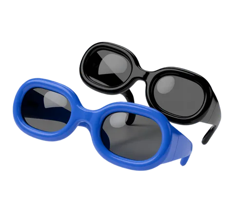 Bright blue and black protective safety goggles clipart for design projects PNG