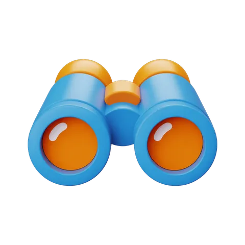 Bright blue and orange children's toy binoculars for educational play and outdoor exploration PNG
