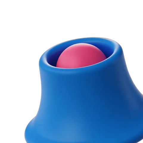 Bright blue bell with pink ball inside isolated clipart for notifications and alerts PNG