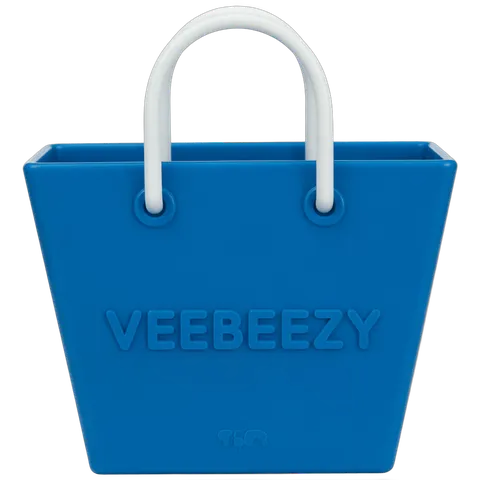 Bright blue shopping tote bag with handles for eco-friendly grocery or retail shopping PNG