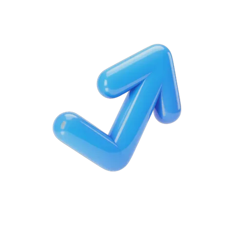 Bright blue upward arrow graphic element for presentations and marketing materials PNG
