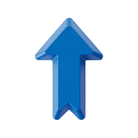 Bright blue upward arrow isolated clipart for presentations and web graphics PNG
