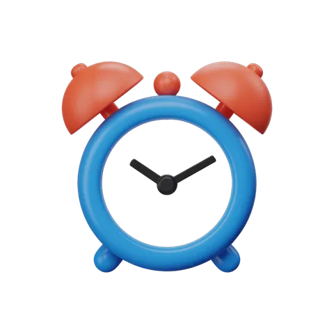 Bright cartoon alarm clock with red bells for presentations and digital designs PNG