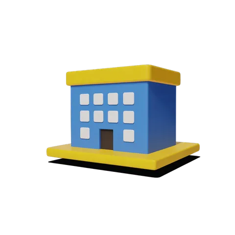 Bright cartoon building clipart for presentations and educational materials with transparent background PNG