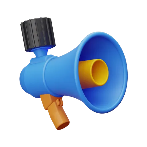 Bright cartoon megaphone with handle for announcements and event graphics PNG