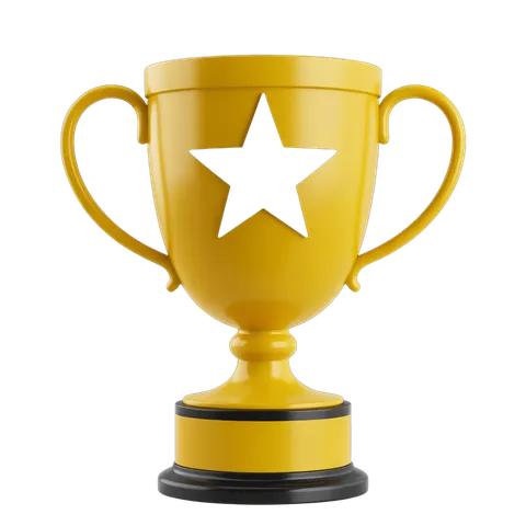 Bright golden trophy with star cutout graphic for awards ceremonies and achievement presentations PNG