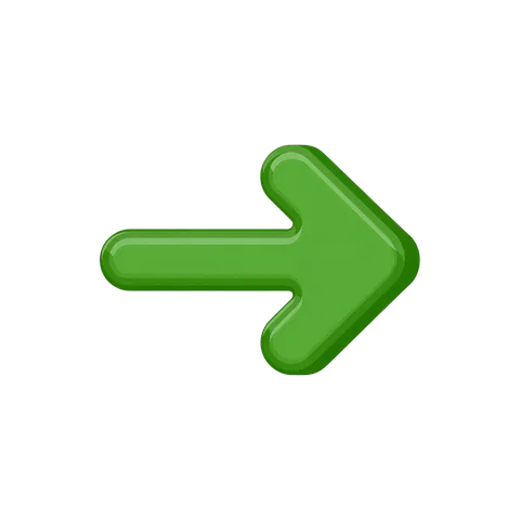 Bright green 3d arrow icon for presentations websites and user interface design PNG