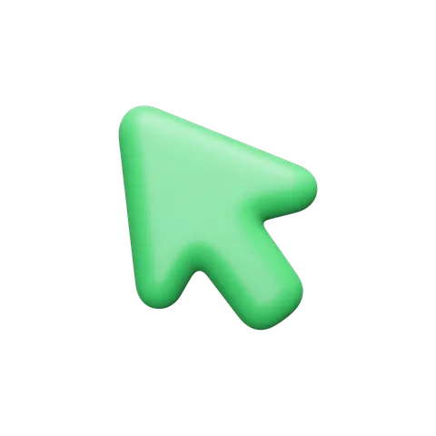 Bright green 3d arrow icon for user interface design and website navigation elements PNG
