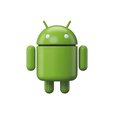 Bright green android robot mascot icon for mobile app branding and digital marketing designs PNG