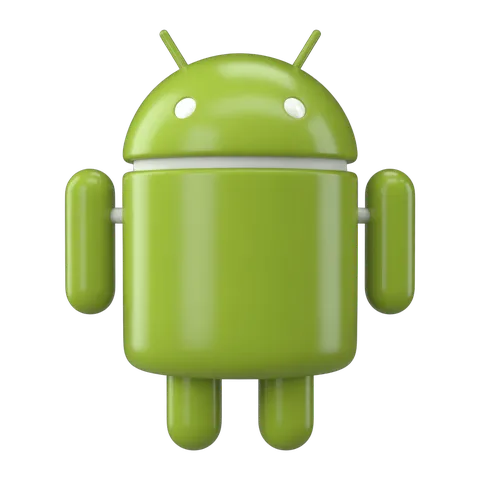 Bright green android robot mascot icon with transparent background for app branding and mobile design PNG