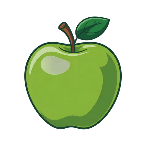 Bright green apple illustration for healthy food graphics and educational materials PNG