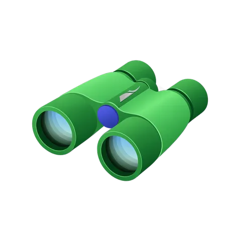 Bright green binoculars clipart for travel adventure and outdoor exploration graphics PNG