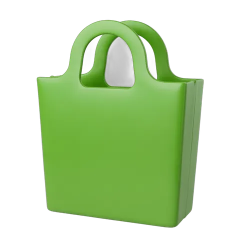 Bright green tote bag isolated clipart for eco friendly branding and promotional designs PNG