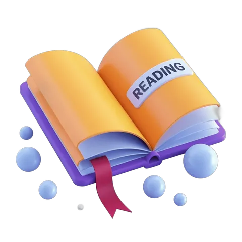 Bright open book with reading label for educational and literacy campaign graphics PNG