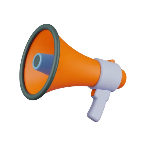 Bright orange megaphone clipart for presentations and announcements PNG