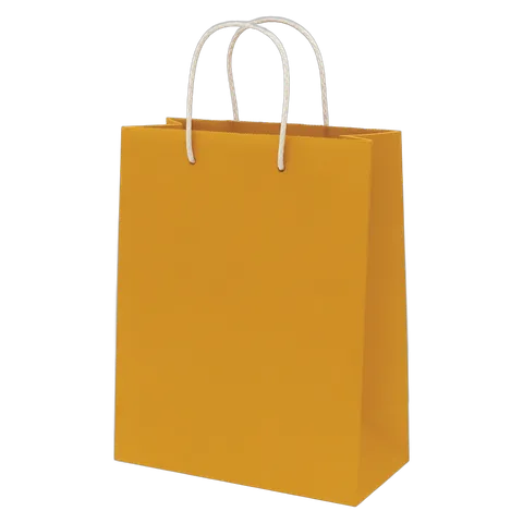 Bright orange shopping bag with handles isolated clipart for marketing and branding designs PNG