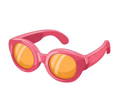 Bright pink retro sunglasses with orange gradient lenses for summer fashion illustrations and branding designs PNG