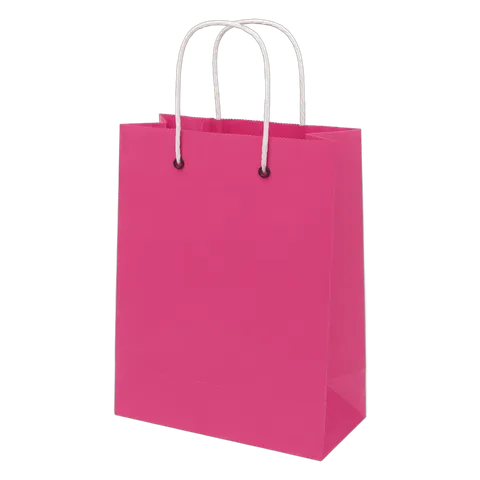 Bright pink shopping bag clipart with handles for ecommerce website design and branding PNG