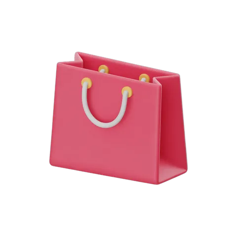 Bright pink shopping bag clipart with handles for online shopping and retail marketing graphics PNG
