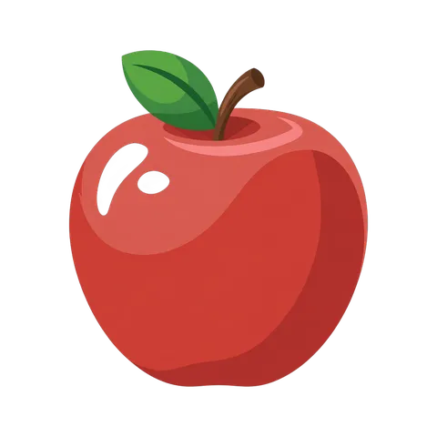 Bright red apple illustration for healthy food blog graphics and wellness marketing materials PNG