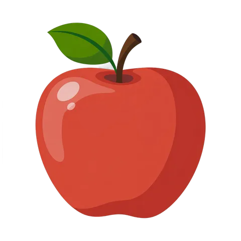 Bright red apple illustration for healthy food graphics and wellness marketing materials PNG