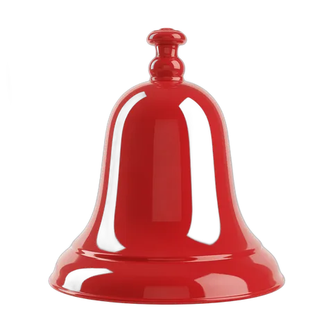 Bright red bell notification graphic element for alerts and event reminders PNG