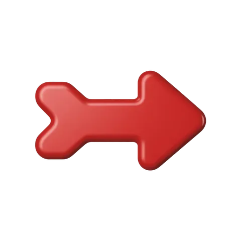 Bright red directional arrow graphic for presentations web design and user interface navigation PNG